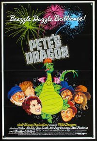 3u427 PETE'S DRAGON one-sheet movie poster '77 Walt Disney, Helen Reddy, cool art of cast w/Elliot!
