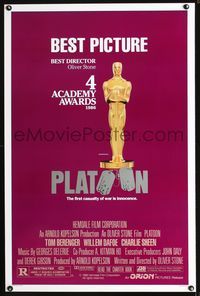 3u434 PLATOON style B awards 1sh '86 Oliver Stone, winner of the Best Picture & Best Director Oscars