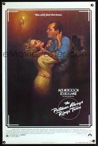 3u441 POSTMAN ALWAYS RINGS TWICE one-sheet poster '81 Jack Nicholson, Jessica Lange, Casaro art!