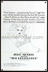 3u446 PRODUCERS style B one-sheet '67 Mel Brooks, Zero Mostel, Gene Wilder, wacky art of Meredith!