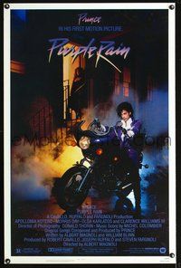 3u448 PURPLE RAIN one-sheet movie poster '84 Prince riding motorcycle, in his first motion picture!