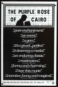 3u449 PURPLE ROSE OF CAIRO one-sheet movie poster '85 Woody Allen, cool reviews design!