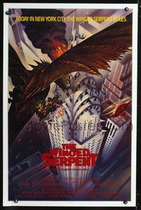 3u451 Q int'l one-sheet movie poster '82 great fantasy artwork of the winged serpent Quetzalcoatl!