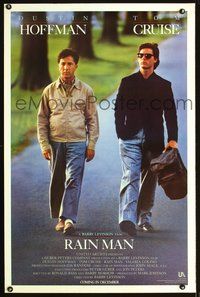 3u459 RAIN MAN advance 1sheet '88 Tom Cruise & autistic Dustin Hoffman, directed by Barry Levinson!