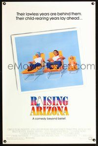 3u461 RAISING ARIZONA one-sheet movie poster '87 Coen Brothers, Nicolas Cage, great image!