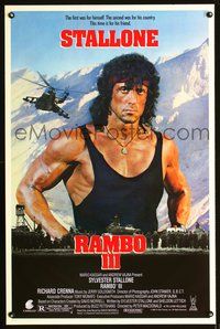 3u463 RAMBO III one-sheet poster '88 Sylvester Stallone returns as John Rambo, cool military image!