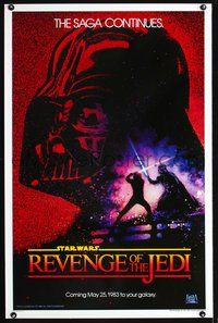 3u009 RETURN OF THE JEDI dated teaser one-sheet '83 Harrison Ford, George Lucas classic, Revenge!