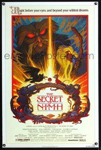 3u508 SECRET OF NIMH one-sheet '82 Don Bluth, cool mouse fantasy cartoon artwork by Tim Hildebrandt!