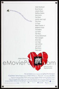 3u520 SHORT CUTS DS one-sheet poster '93 directed by Robert Altman, Andie MacDowell, Julianne Moore