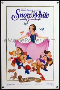 3u534 SNOW WHITE & THE SEVEN DWARFS foil one-sheet poster R87 Walt Disney animated cartoon classic!