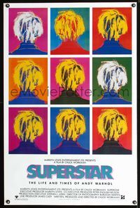 3u572 SUPERSTAR: THE LIFE & TIMES OF ANDY WARHOL 1sh '90cool art of the back of Andy Warhol's head!