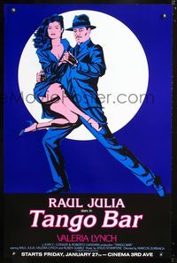 3u578 TANGO BAR advance one-sheet '88 great duo-tone cartoon art of Raul Julia & Valeria Lynch!