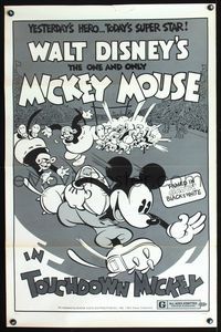 3u602 TOUCHDOWN MICKEY 1sheet R74 Walt Disney, great cartoon art of Mickey Mouse playing football!