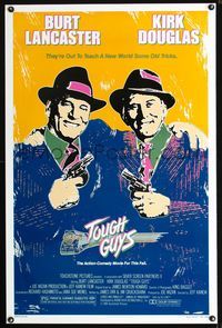 3u603 TOUGH GUYS one-sheet '86 great artwork of partners in crime Burt Lancaster & Kirk Douglas!
