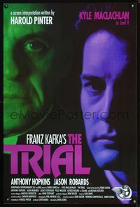 3u608 TRIAL one-sheet movie poster '93 Franz Kafka, close-ups of Anthony Hopkins, Kyle Maclachlan!