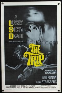 3u610 TRIP one-sheet '67 AIP, written by Jack Nicholson, LSD, wild sexy psychedelic drug image!