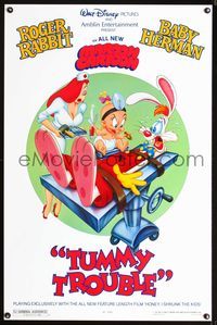 3u614 TUMMY TROUBLE DS one-sheet poster '89 Roger Rabbit & sexy Jessica with doctor Baby Herman!