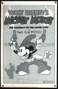 3u616 TWO GUN MICKEY one-sheet movie poster R74 great art of cowboy Mickey Mouse w/two six-shooters!