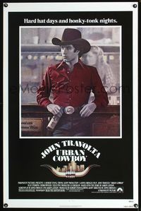 3u627 URBAN COWBOY one-sheet poster '80 great image of John Travolta in cowboy hat leaning on bar!
