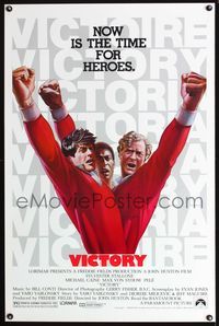 3u633 VICTORY one-sheet '81 John Huston, art of soccer players Stallone, Caine & Pele by Jarvis!