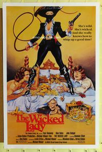 3u650 WICKED LADY 1sheet '83 Michael Winner, cool art of Faye Dunaway with pistol and whip!