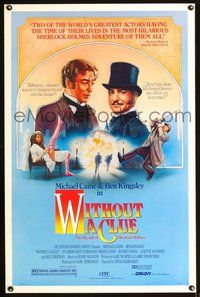 3u658 WITHOUT A CLUE one-sheet '88 great artwork of Michael Caine & Ben Kingsley all dressed up!