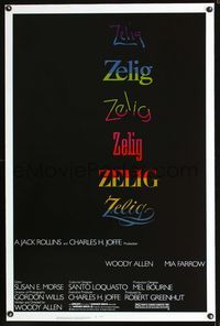 3u672 ZELIG one-sheet movie poster '83 wacky Woody Allen mockumentary, cool title design!