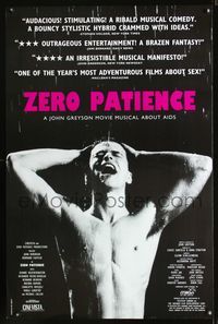 3u673 ZERO PATIENCE Canadian 1sheet '93 John Greyson, AIDS musical, image of man standing in rain!