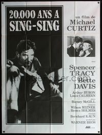3v427 20,000 YEARS IN SING SING French 1panel R80s c/u of Spencer Tracy behind bars & w/Bette Davis!