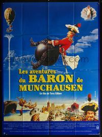 3v434 ADVENTURES OF BARON MUNCHAUSEN French 1p '89 Terry Gilliam,cool fantasy art by Jacques Fabre!