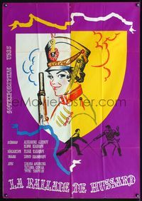 3v397 BALLAD OF A HUSSAR French 33x47 poster '62 Gusarskaya ballada, cool art of Russian soldiers!