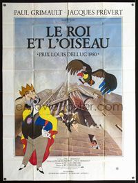 3v572 KING & THE MOCKING BIRD French one-panel '80 Paul Grimault' Le Roi et l'oiseau, cool cartoon!