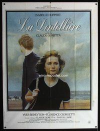 3v579 LACEMAKER French one-panel '77 Claude Goretta, close up of Isabelle Huppert on the beach!