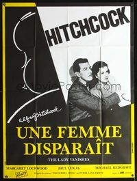3v581 LADY VANISHES French one-panel poster R70s cool art of Alfred Hitchcock, Margaret Lockwood
