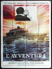 3v584 L'AVVENTURA French one-panel R80s Michelangelo Antonioni, cool art of ship at sea by Longi!