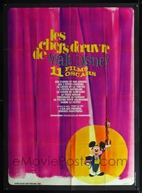 3v591 LES CHEFS D'OEUVRE DE WALT DISNEY French 1panel '60s cool cartoon art of Mickey Mouse w/Oscar!