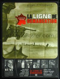 3v599 LINE OF DEMARCATION French 1p '66 Claude Chabrol, cool art of WWII battlefield by Ferracci!