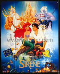 3v600 LITTLE MERMAID French one-panel movie poster '89 Ariel & cast, Disney underwater cartoon!