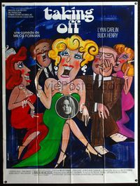 3v685 TAKING OFF French one-panel poster '71 Milos Forman's first American movie, cool art by Bacha!