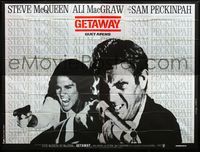 3v375 GETAWAY French 4p '72 close up of Steve McQueen & Ali McGraw pointing guns, Sam Peckinpah