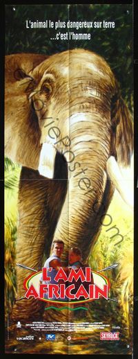 3v388 LOST IN AFRICA French door panel poster '94 cool close up of huge elephant in the jungle!