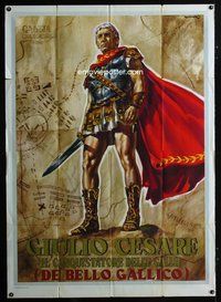 3v218 CAESAR THE CONQUEROR Italian 1p '62 best art of Cameron Mitchell as Julius Caesar by Casaro!