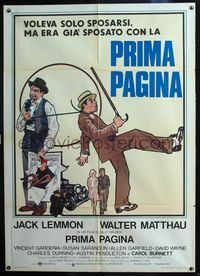 3v251 FRONT PAGE Italian 1panel '75 different art of Jack Lemmon & Walter Matthau by Meisel, Wilder