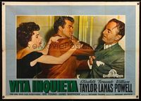 3v254 GIRL WHO HAD EVERYTHING horizontal Italian 1p '53 Elizabeth Taylor watches Lamas slap Powell!