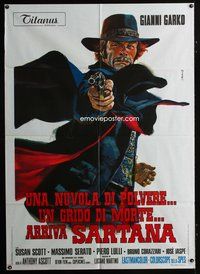 3v256 GUNMAN IN TOWN Italian one-panel '71 cool artwork of Gianni Garko pointing gun by P. Franco!