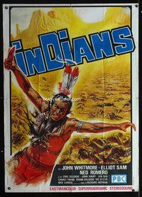 3v265 I WILL FIGHT NO MORE FOREVER Italian 1panel '75 art of crazed Native American on battlefield!
