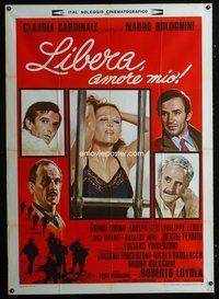 3v279 LIBERA MY LOVE Italian one-panel poster '73 artwork of sexy Claudia Cardinale and her lovers!