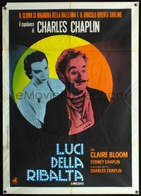 3v282 LIMELIGHT Italian 1p R70s close up of aging Charlie Chaplin & pretty young Claire Bloom!