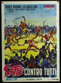 3v330 SEVEN REBEL GLADIATORS Italian one-panel '65 Sette Contro Tutti, cool battle art by Ciriello!