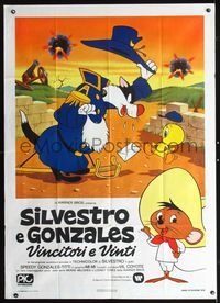 3v346 SYLVESTER & TWEETY, DAFFY & SPEEDY SHOW Italian 1p '76 Looney Tunes, Civil War cartoon image!